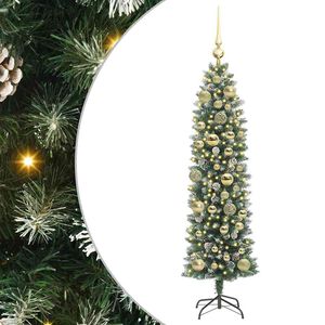 vidaXL Arbre de No&euml;l artificiel slim avec 150 LED Vert et blanc 120 cm
