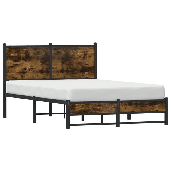vidaXL Cadre de lit en m&eacute;tal sans matelas ch&ecirc;ne fum&eacute; 120x200 cm