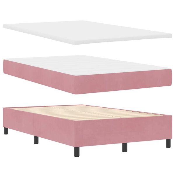 vidaXL Lit &agrave; ressorts avec matelas Rose 120 x 200 cm Velours