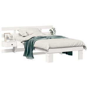 vidaXL Cadre de lit avec t&ecirc;te de lit Blanc 100 x 200 cm Pin massif