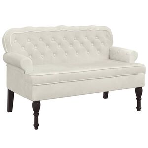 vidaXL Banc avec dossier cr&egrave;me 119,5x64,5x75 cm velours