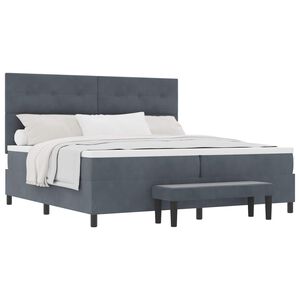 vidaXL Lit &agrave; ressorts avec matelas Gris fonc&eacute; 200 x 200 cm Velours