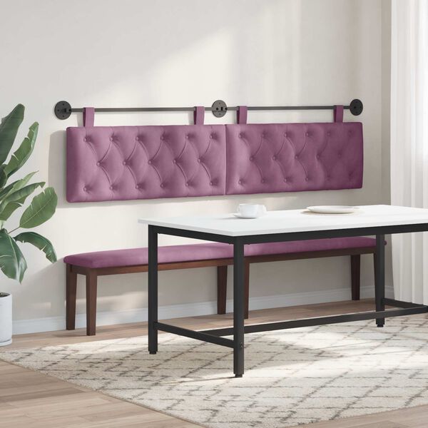 vidaXL T&ecirc;te de lit suspendue Pourpre 210 x 55 x 7 cm Velours