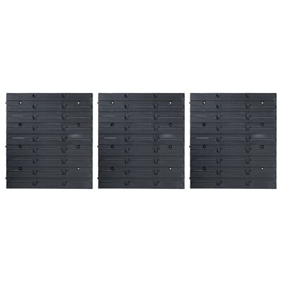 vidaXL Kit de bacs de stockage et panneaux muraux 48 pcs Bleu et noir