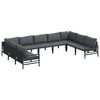 vidaXL Ensemble de canap&eacute; de jardin avec coussin 9 pcs Noir Acier