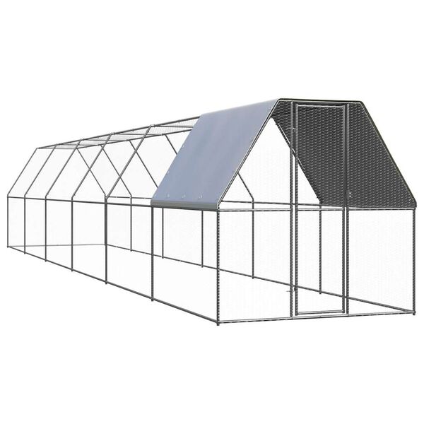 vidaXL Poulailler 2x12x2 m acier galvanis&eacute;