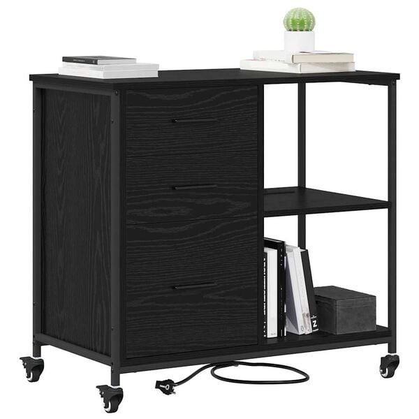 vidaXL Cabinet avec Station de Charge Ch&ecirc;ne noir 76 x 41 x 72 cm