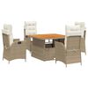vidaXL Ensemble &agrave; manger de jardin avec coussins 5pcs Beige poly rotin