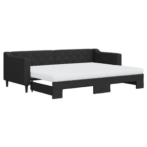 vidaXL Lit de jour avec lit gigogne et matelas noir 80x200 cm tissu