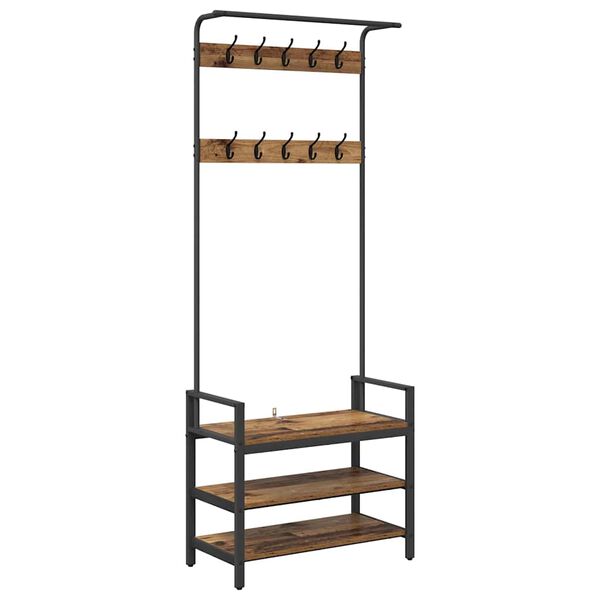 vidaXL Porte-manteau Bois ancien 75 x 34 x 184 cm Bois d'ing&eacute;nierie