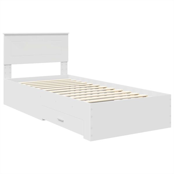vidaXL Cadre de lit Blanc et Argent 75 x 190 cm Bois d'ing&eacute;nierie