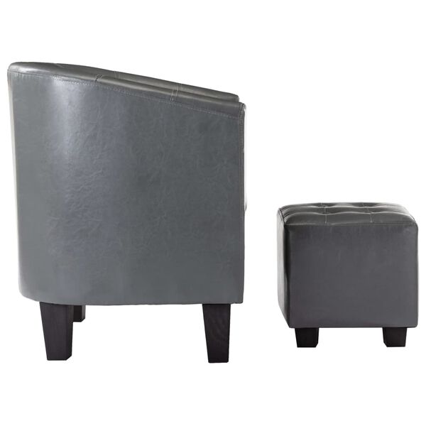 vidaXL Chaise cabriolet avec repose-pied Gris Similicuir