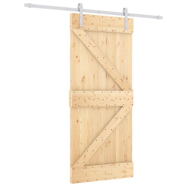 vidaXL Porte coulissante et kit de quincaillerie 90x210 cm pin massif