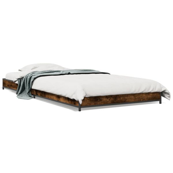 vidaXL Cadre de lit sans matelas ch&ecirc;ne fum&eacute; 90x190 cm