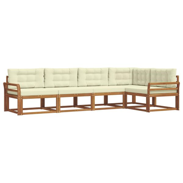 vidaXL Ensemble de canap&eacute;s d'ext&eacute;rieur 5 pcs Naturel et Cr&egrave;me
