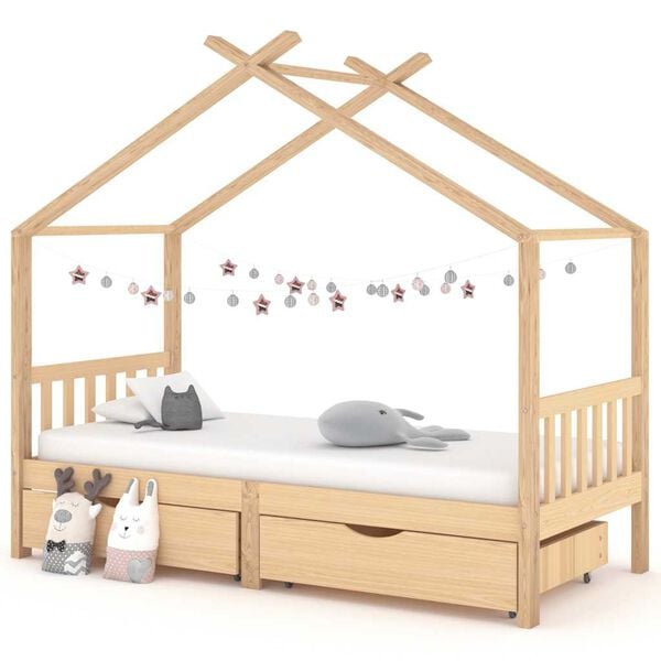 vidaXL Cadre de lit enfant avec tiroirs bois de pin massif 90x200 cm