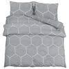 vidaXL Ensemble de housse de couette gris et blanc 155x220 cm coton