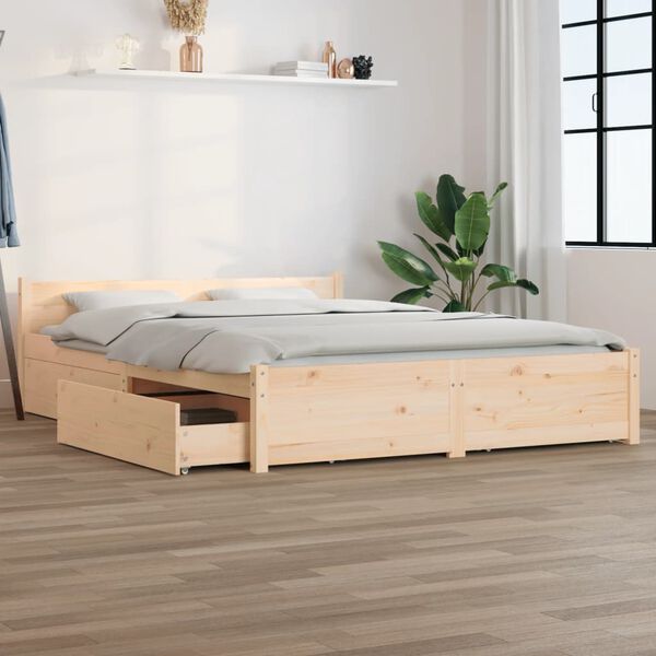 vidaXL Cadre de lit sans matelas avec tiroirs 140x200 cm