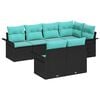vidaXL Ensemble de canap&eacute; de jardin avec coussin 7 pcs Noir polyrotin