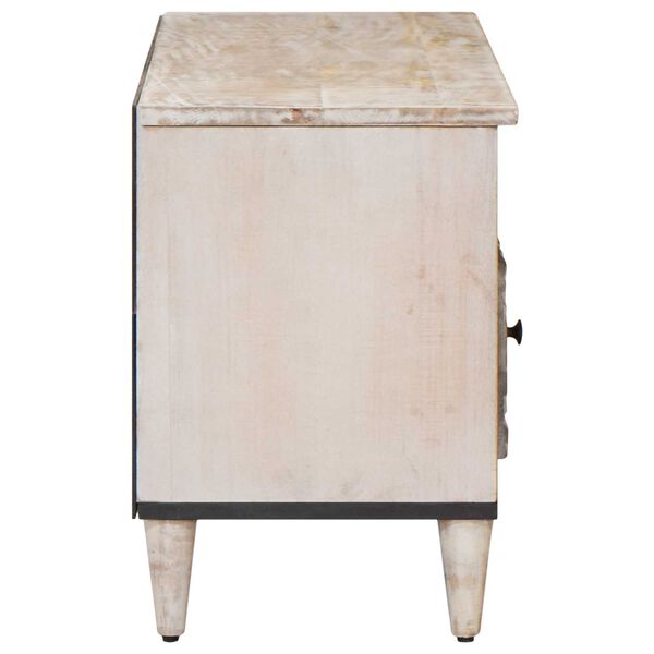 vidaXL Meuble TV Blanc 100 x 33,5 x 46 cm Bois de mangue massif