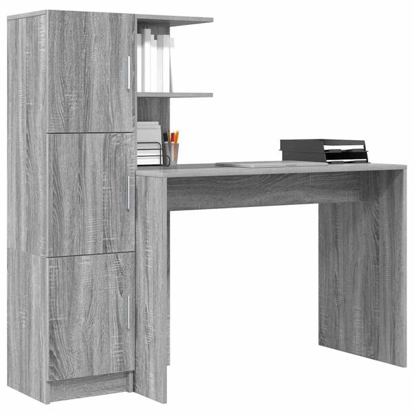 vidaXL Bureau 2 pcs Gris Sonoma