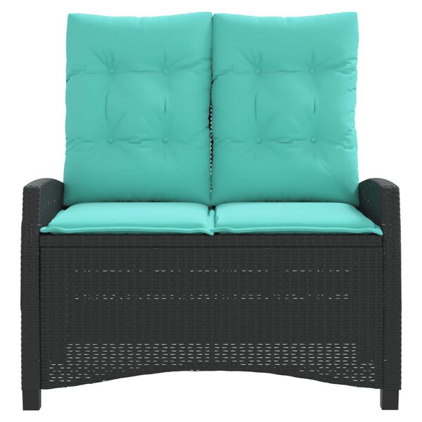 vidaXL Banc inclinable de jardin avec coussins noir r&eacute;sine tress&eacute;e