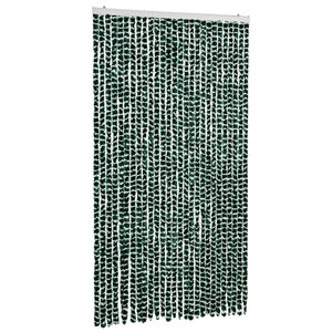 vidaXL Rideau anti-mouches vert et blanc 118x220 cm chenille