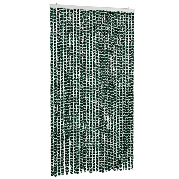 vidaXL Rideau anti-mouches vert et blanc 118x220 cm chenille