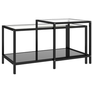 vidaXL Tables &agrave; th&eacute; 2 pcs Verre tremp&eacute; Noir