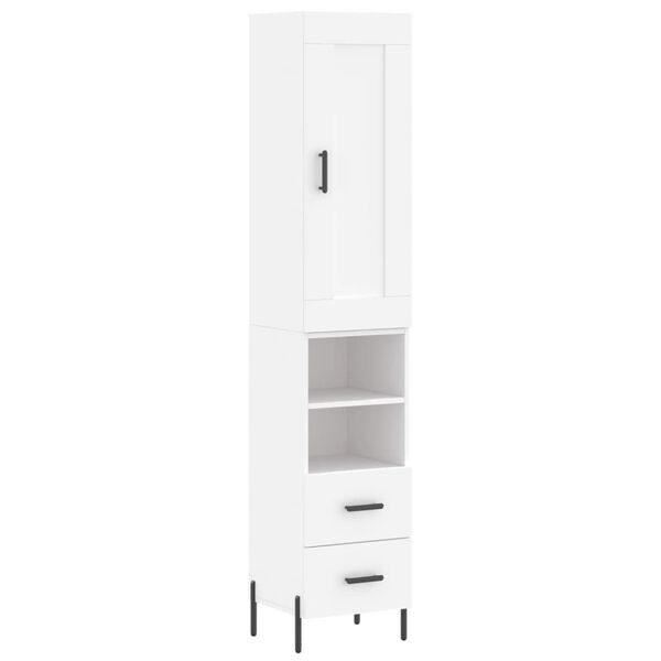 vidaXL Buffet haut Blanc 34,5x34x180 cm Bois d'ing&eacute;nierie