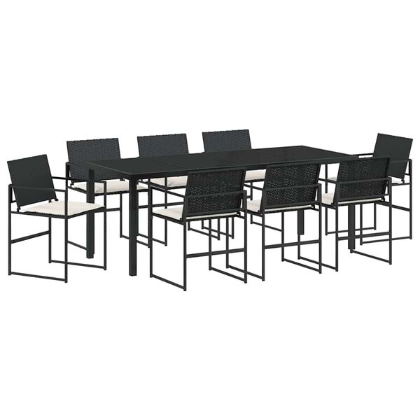 vidaXL Ensemble de salle &agrave; manger pour jardin 9 pcs Noir