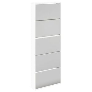 vidaXL Meuble &agrave; chaussures 5 &eacute;tag&egrave;res et miroir 63x17x169,5 cm Blanc