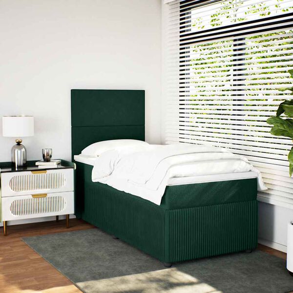 vidaXL Sommier &agrave; lattes de lit avec matelas Vert fonc&eacute; 90x200 cm