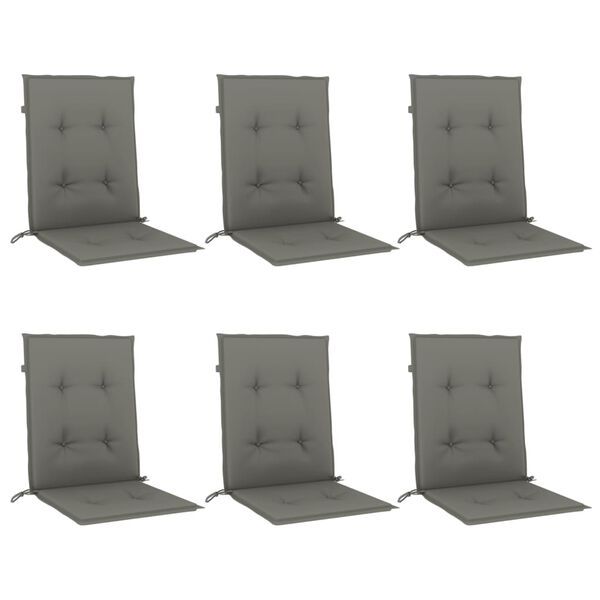 vidaXL Coussins de chaise &agrave; dossier bas lot de 6 gris fonc&eacute; m&eacute;lang&eacute;