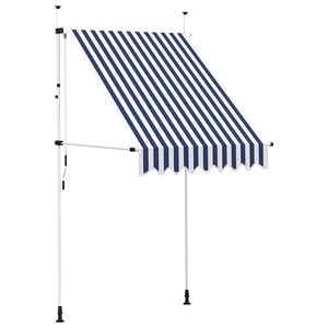 vidaXL Auvent r&eacute;tractable manuel 150 cm Rayures bleues et blanches