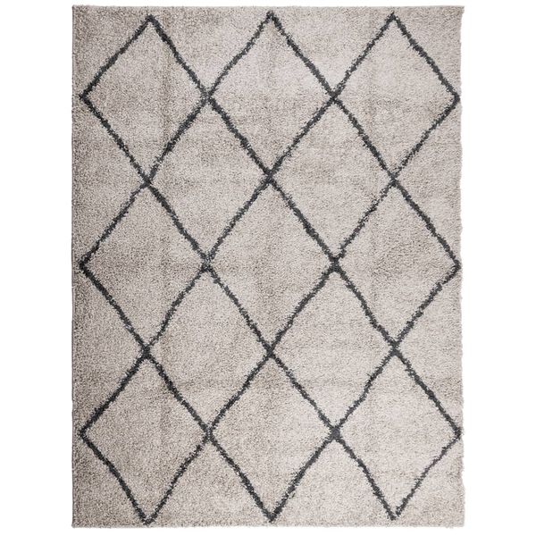 vidaXL Tapis shaggy &agrave; poils longs moderne beige anthracite 300x400 cm