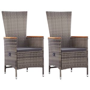 vidaXL Chaises d'ext&eacute;rieur lot de 2 avec coussins R&eacute;sine tress&eacute;e Gris