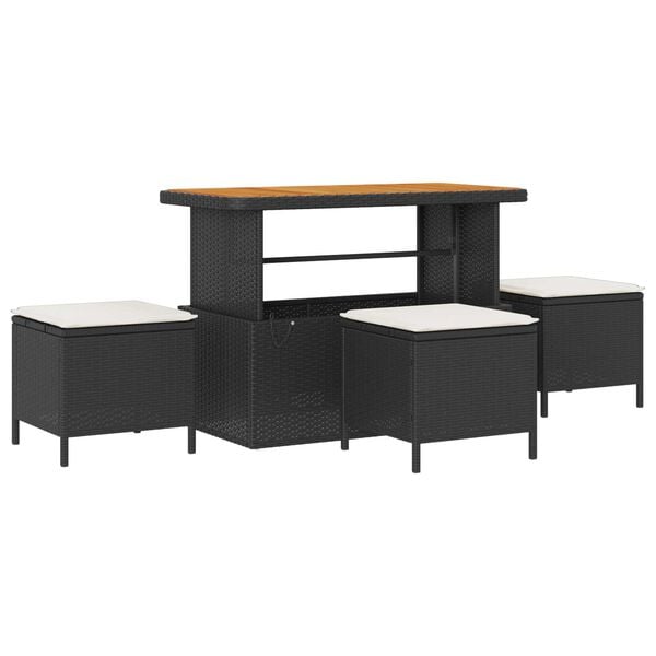 vidaXL Ensemble de salle à manger pour jardin Noir Poly rotin