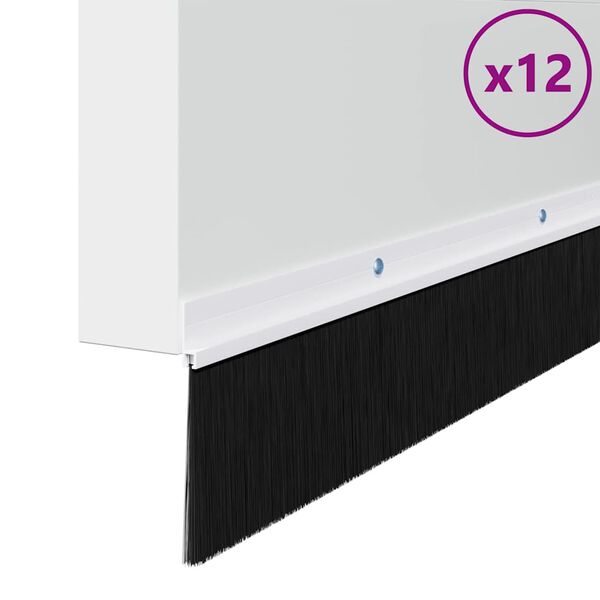 vidaXL Brosses d'&eacute;tanch&eacute;it&eacute; pour porte &agrave; visser 12 pcs Blanc 100 cm