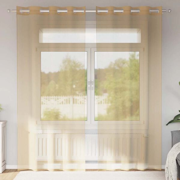 vidaXL Rideaux en voile avec œillets 2 pcs sable