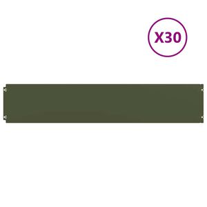 vidaXL Bordures pelouse 30pcs vert olive 20x103cm acier lamin&eacute; &agrave; froid
