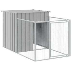 vidaXL Niche pour chien avec enclos Gris clair 110 x 201 x 110 cm Acier galvanis&eacute;