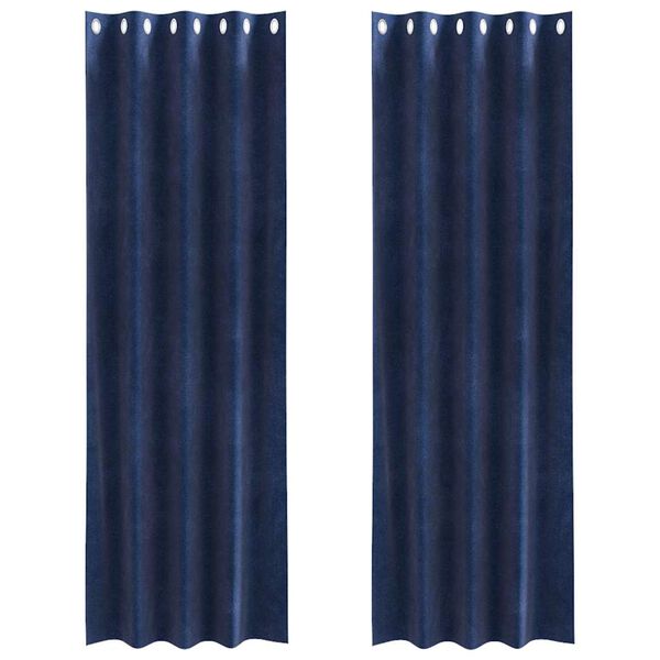 vidaXL Rideaux occultants 2 pcs Bleu fonc&eacute; 140 x 260 cm Velours