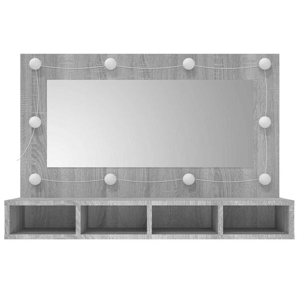 vidaXL Armoire à miroir avec LED Sonoma gris 90x31,5x62 cm