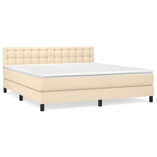 vidaXL Sommier &agrave; lattes de lit avec matelas Cr&egrave;me 180x200 cm Tissu