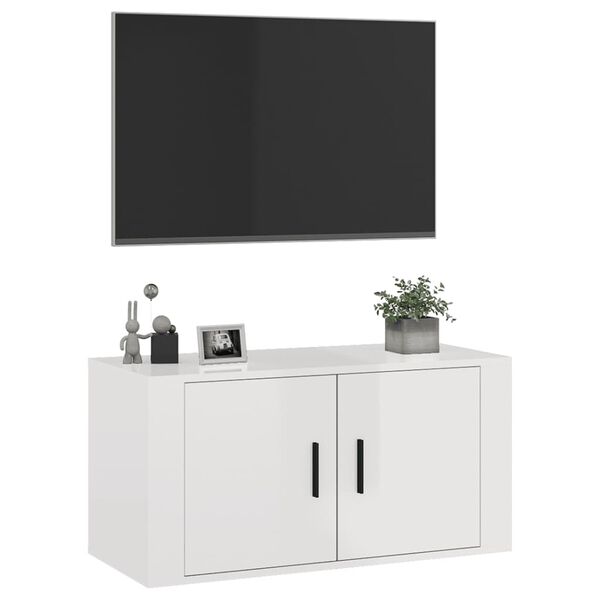 vidaXL Meuble TV mural Blanc brillant 80x34,5x40 cm
