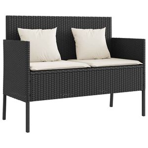 vidaXL Banc de jardin avec coussins noir r&eacute;sine tress&eacute;e