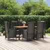 vidaXL Ensemble à manger de jardin coussins 7pcs Noir Résine tressée