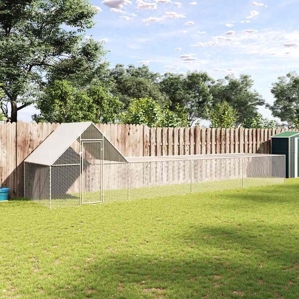 vidaXL Poulailler 8 x 2 x 2 m Acier galvanis&eacute;