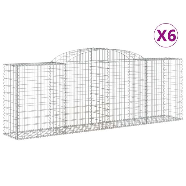 vidaXL Paniers &agrave; gabions arqu&eacute;s 6 pcs 300x50x100/120 cm fer galvanis&eacute;